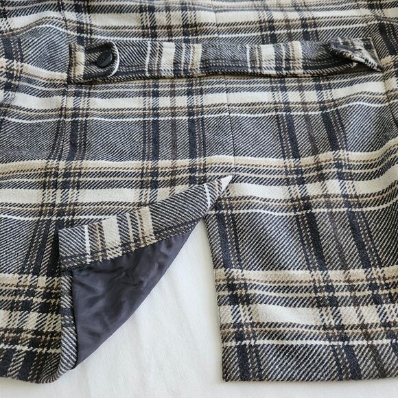 WOMAN WITHIN 30W 4X Gray Black Plaid Wool Pea Coat Cream Brown Plaid $179 - Picture 11 of 11